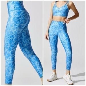 NWT Limited edition Carbon38 7/8 underwater crackle print blue leggings